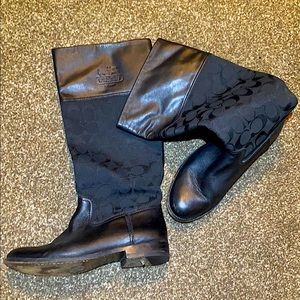 Coach leather & fabric boots